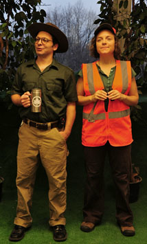 Frank, the park ranger, played by Cory Einbinder, and Lia, the park guide, played by Kalle Macrides.